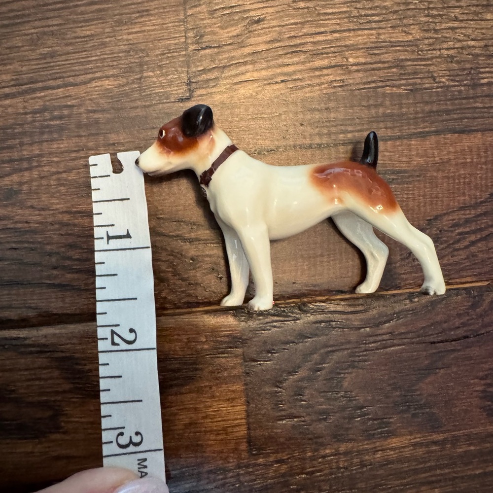 Vintage Ceramic Jack Russell Terrier Figurine - White & Brown with Leash - Picture 13 of 14